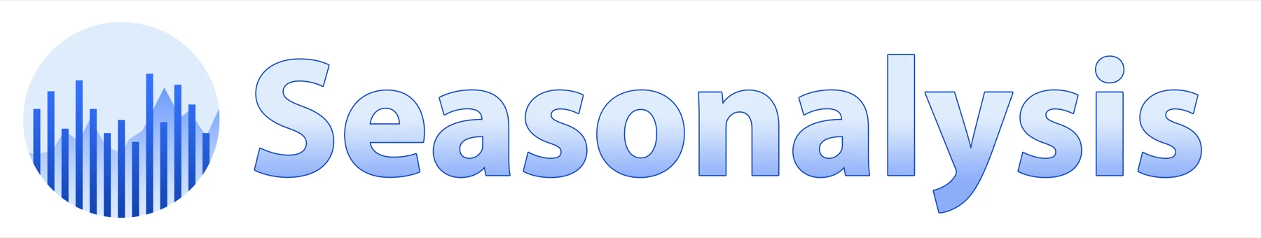 Seasonalysis logo lockup with the blue market chart icon and large rounded wordmark.